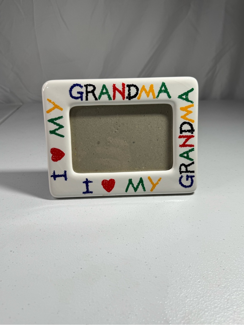White Ceramic "I ♥ My Grandma" Multicolor Photo Frame